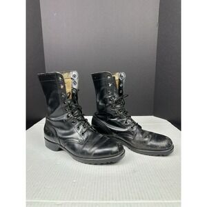 Ro-Search Combat Boots Black Leather Military Style Men's Size 9.5 US See Pics